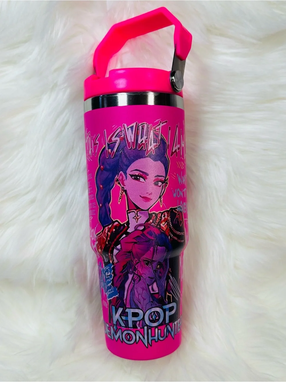 Pink K-Pop Graphic Insulated Tumbler - Pink
